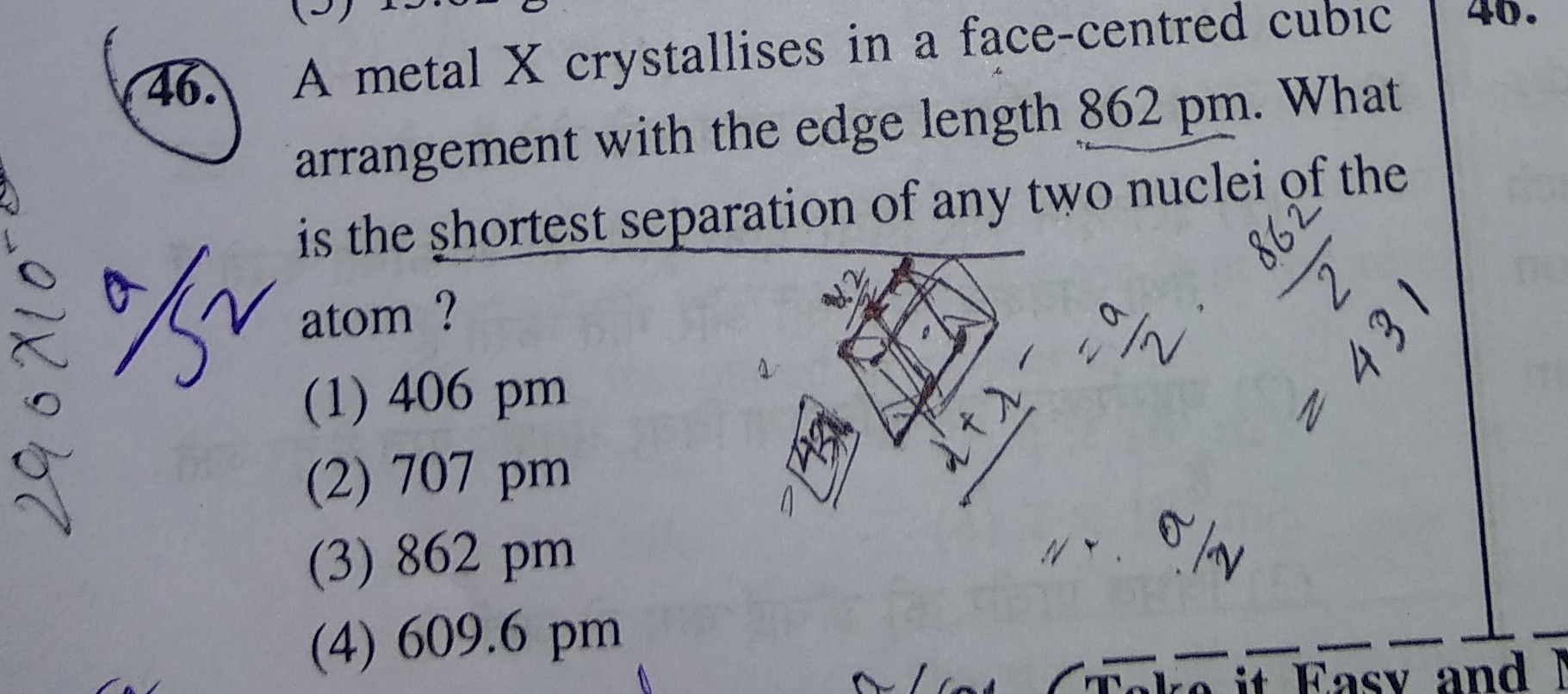 Question image for The question from solid state. Answer is given as